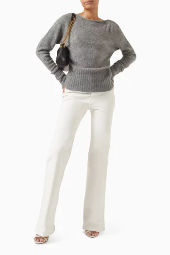 Boat-neck Knit Sweater in Cashmere Blend