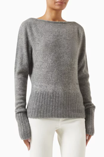 Boat-neck Knit Sweater in Cashmere Blend