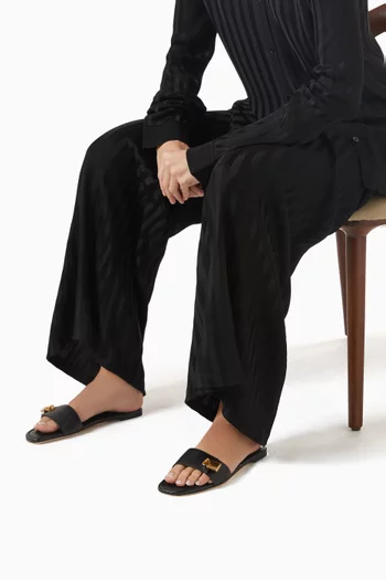 Padlock Slide Sandals in Leather