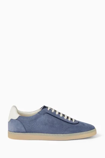 Lace-up Sneakers in Leather-trimmed Suede