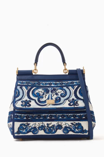 Medium Sicily Majolica-embroidered Bag in Canvas
