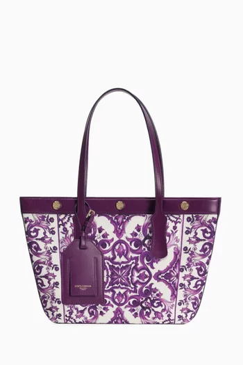 Medium Atene Majolica-print Tote Bag in Canvas