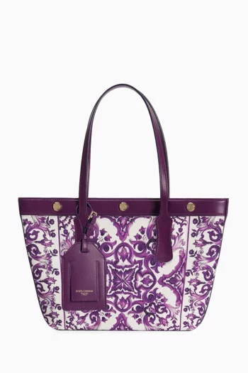 Small Atene Majolica-print Tote Bag in Canvas