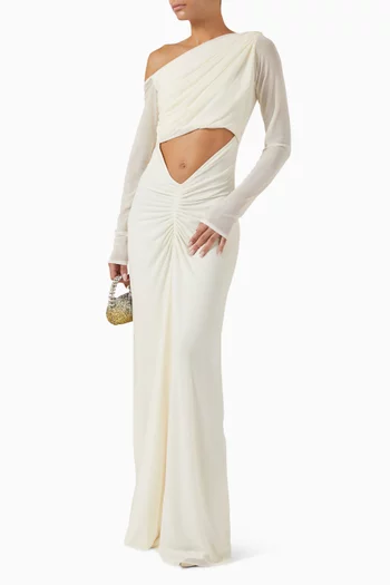 Priscilla Asymmetrical Maxi Dress in Lycra