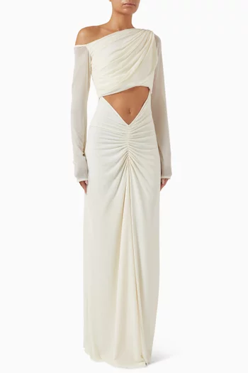 Priscilla Asymmetrical Maxi Dress in Lycra