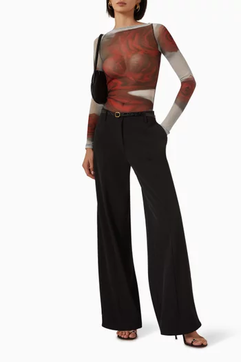 Blurry Roses Boatneck Top in Mesh