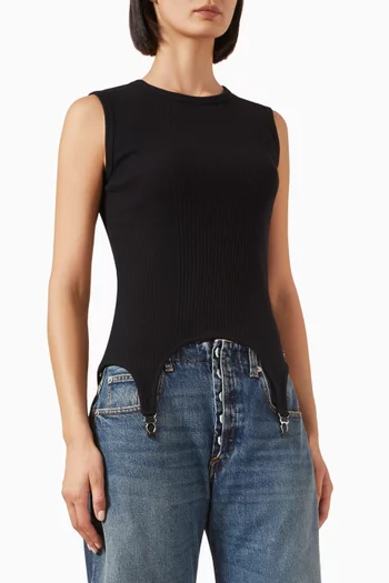 Lingerie Garter Ribbed Tank Top in Cotton
