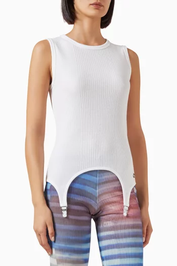 Lingerie Garter Ribbed Tank Top in Cotton