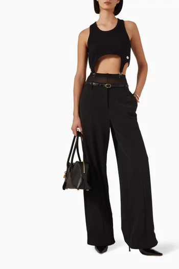 Lingerie Garter Ribbed Cropped Top in Cotton