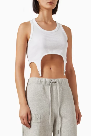 Lingerie Garter Ribbed Cropped Top in Cotton