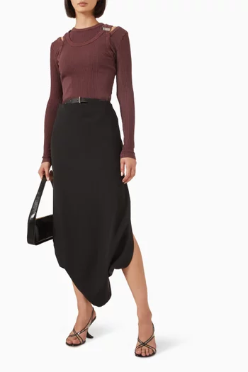 Rib Cut-out Top in Stretch-cotton
