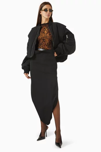 Asymmetric Slit Midi Skirt