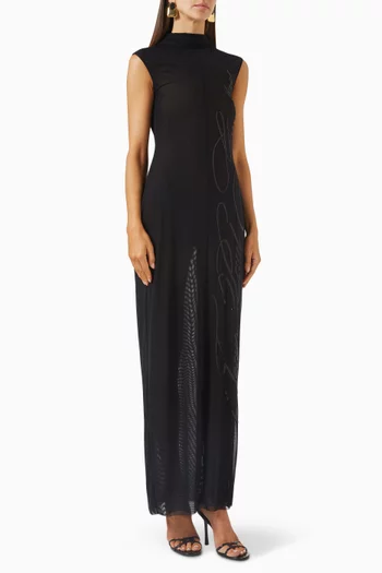The Long Sequin-embellished Dress in Mesh