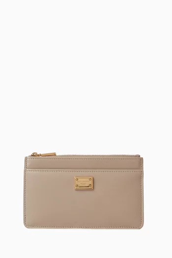 DG Plaque Cardholder in Calfskin Leather