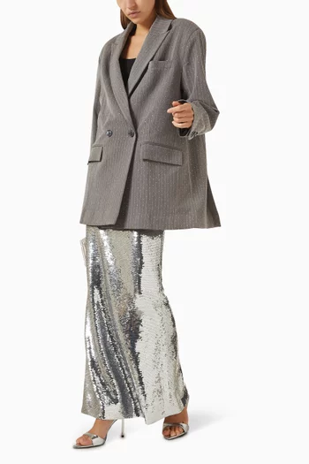 جاكيت بنقشة مخططة وتطريزات بالكريستال