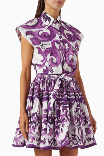 قميص بنقشة مايولكا بوبلين