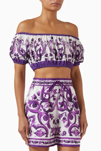 Majolica-print Top in Poplin