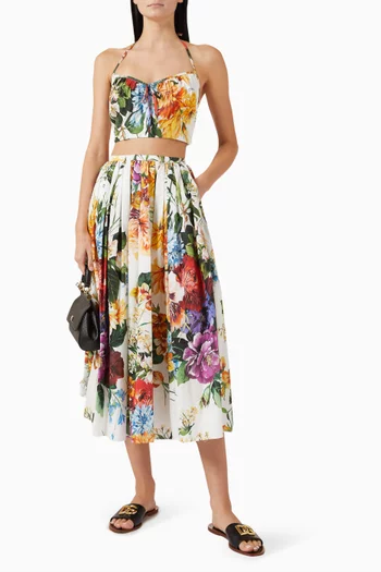 Flower-print Midi Skirt