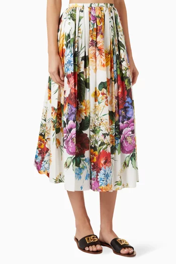 Flower-print Midi Skirt