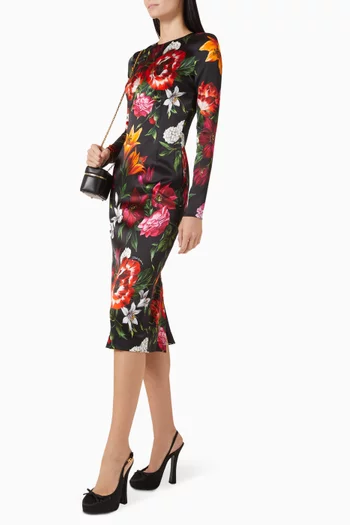 Floral-print Dress in Viscose Blend