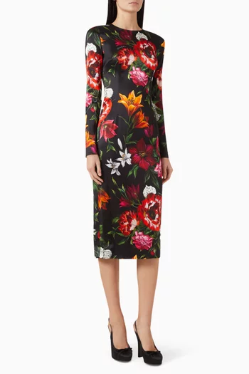 Floral-print Dress in Viscose Blend