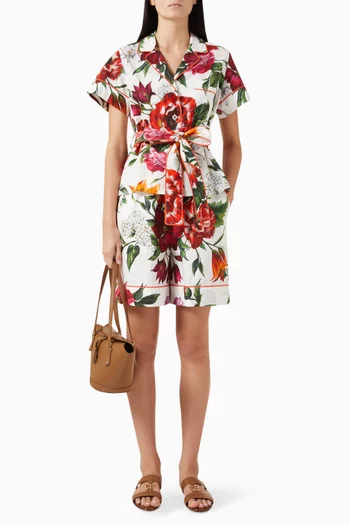 Flower-print Vanity Shirt in Poplin