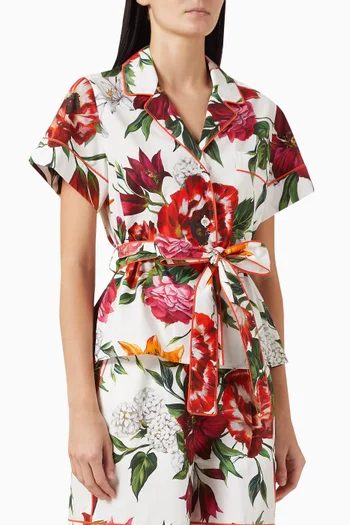 Flower-print Vanity Shirt in Poplin