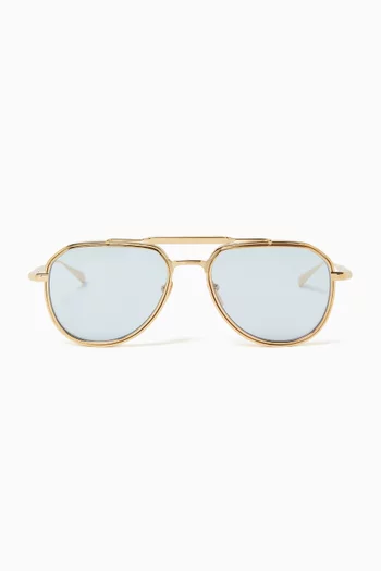 نظارة شمسية كوماندر بإطار معدن مطلي بلون ذهبي