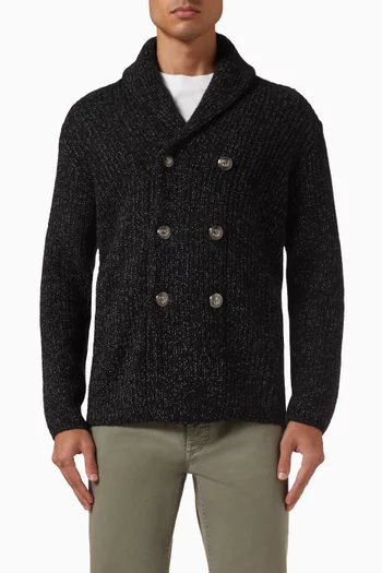 كارديغان بأزرار في الأمام مزيج صوف منسوج