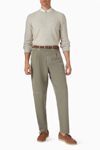 سترة بفتحة رقبة مستديرة حرير وصوف ألباكا