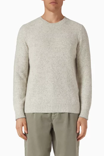 سترة بفتحة رقبة مستديرة حرير وصوف ألباكا