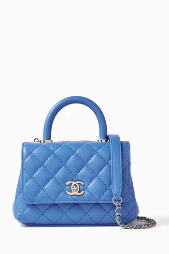 Unused Extra Mini Coco Top-handle Bag in Quilted Caviar Leather