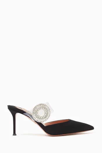 Crystal Hoop 75 Mules in Satin