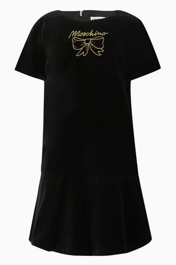 Bow Logo Dress in Velvet