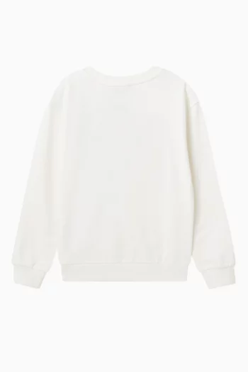 سويت شيرت قطن بطبعة دب وشعار الماركة