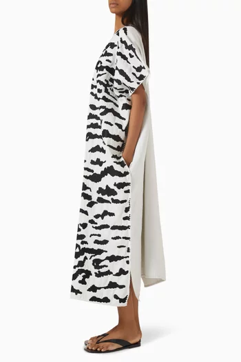 Zebra-print Kaftan in Cotton-blend