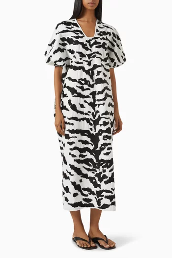 Zebra-print Kaftan in Cotton-blend