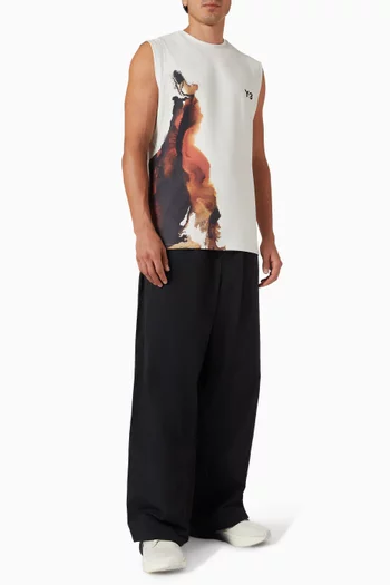 تي شيرت تنس برو بلا أكمام مزيج قطن