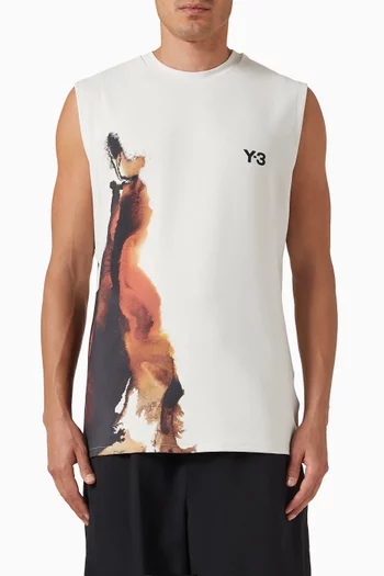 تي شيرت تنس برو بلا أكمام مزيج قطن