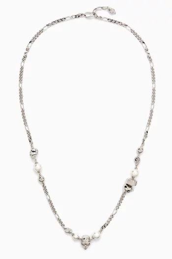 Skull and Pearl Necklace in Pearl