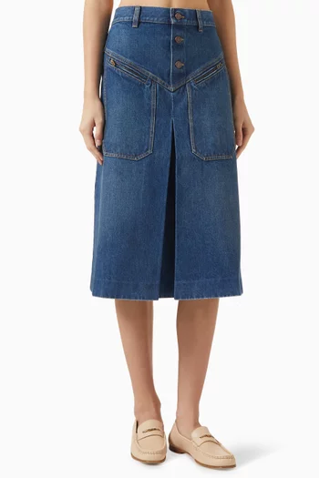 Slit Midi Skirt in Denim