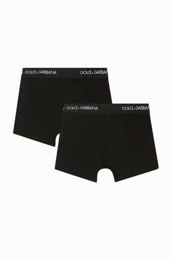 Logo Boxer Briefs in Stretch Cotton, Set of 2
