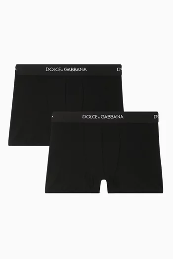 Logo Boxer Briefs in Stretch Cotton, Set of 2