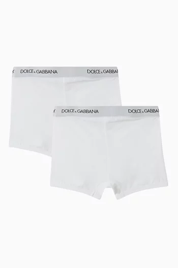 Logo Boxer Briefs in Stretch Cotton, Set of 2