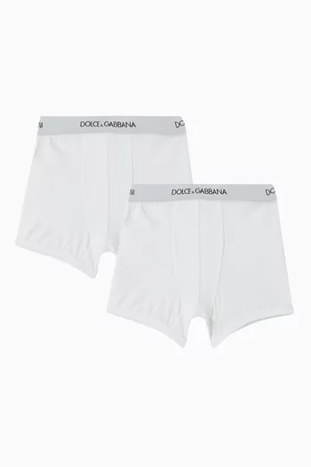 Logo Boxer Briefs in Stretch Cotton, Set of 2