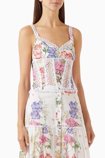 Poppy Floral Guipure Top in Cotton Blend