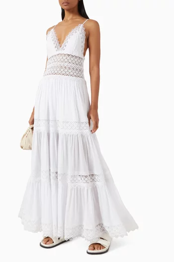 Cindy Lace-trim Dress in Cotton Blend