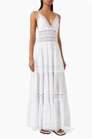 Cindy Lace-trim Dress in Cotton Blend