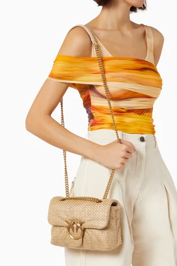 Mini Love Puff Shoulder Bag in Raffia