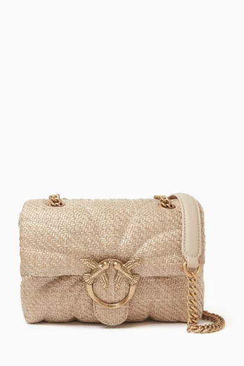 Mini Love Puff Shoulder Bag in Raffia